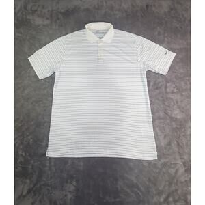 Nike Golf DriFit Size L Men's Lightweight Athletic Polo White Striped C27-48